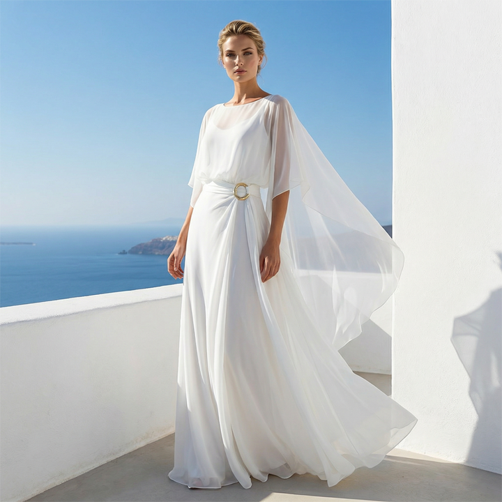 ELLA CAPE-SLEEVE TOP & WRAP PANTS SET