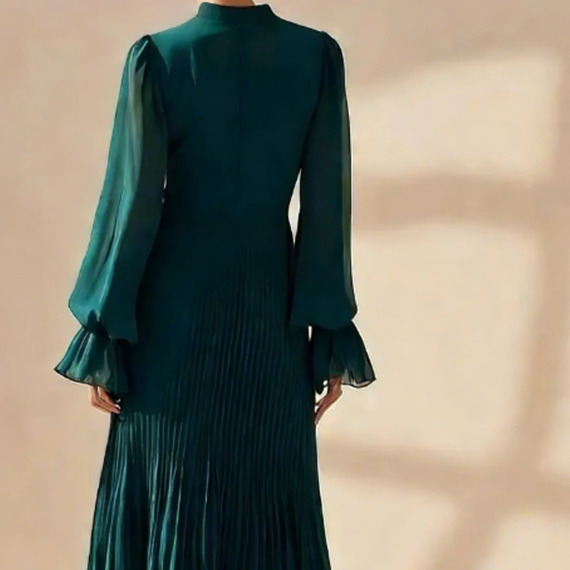DARYNA RUFFLE PLEATED MIDI DRESS