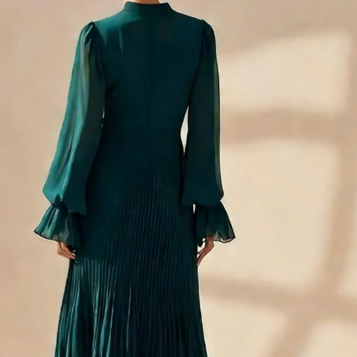 DARYNA RUFFLE PLEATED MIDI DRESS