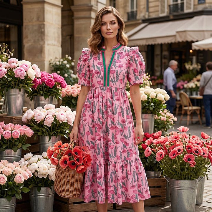 LUCIA FLORAL PRINT PUFF SLEEVE MAXI DRESS
