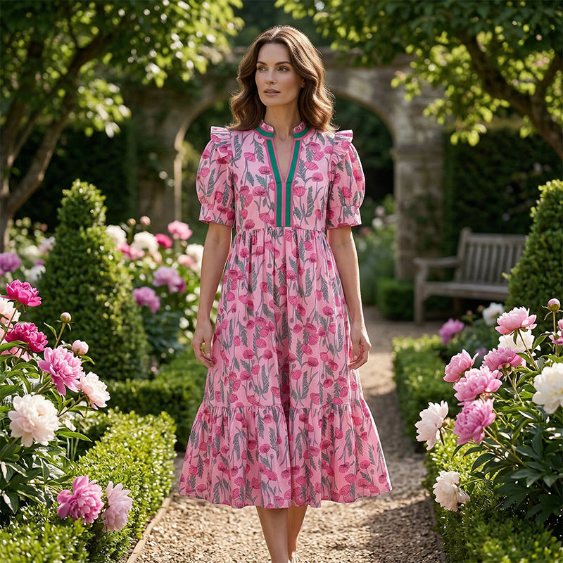 LUCIA FLORAL PRINT PUFF SLEEVE MAXI DRESS