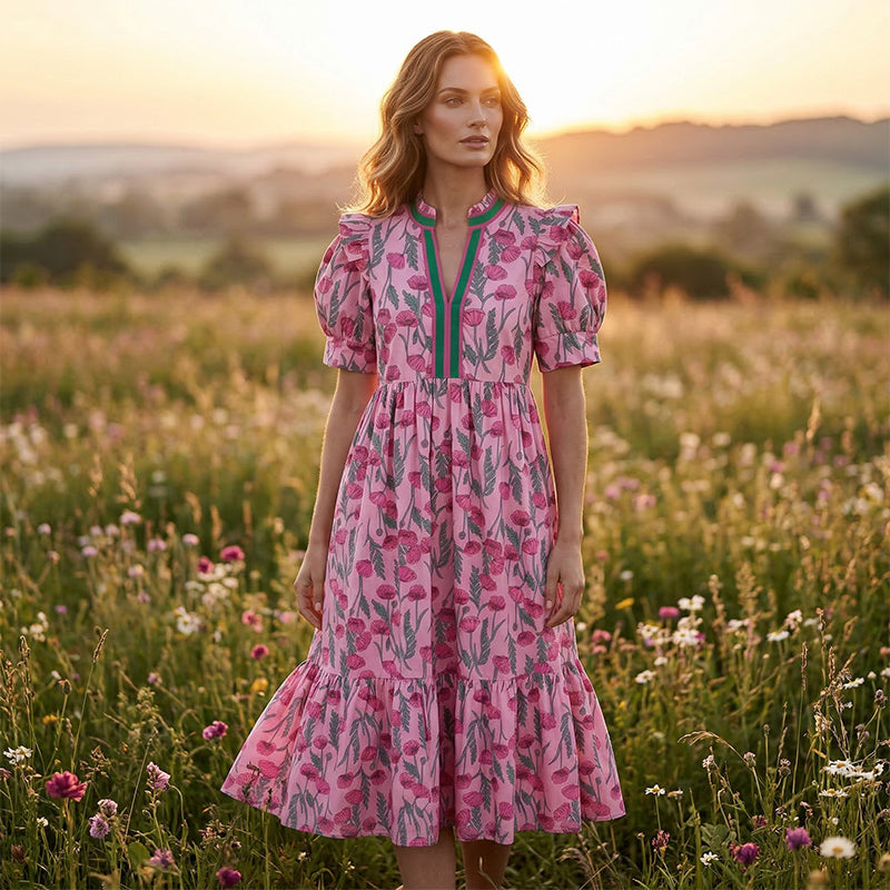 LUCIA FLORAL PRINT PUFF SLEEVE MAXI DRESS