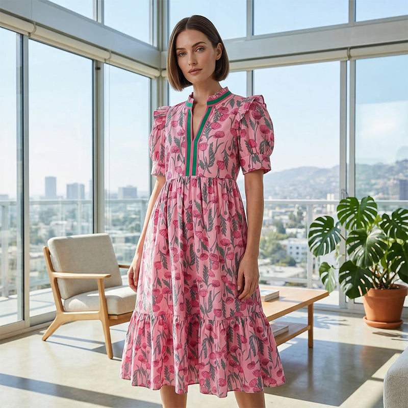 LUCIA FLORAL PRINT PUFF SLEEVE MAXI DRESS