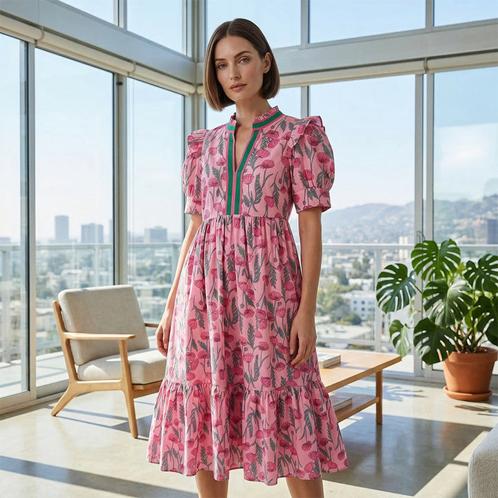 LUCIA FLORAL PRINT PUFF SLEEVE MAXI DRESS