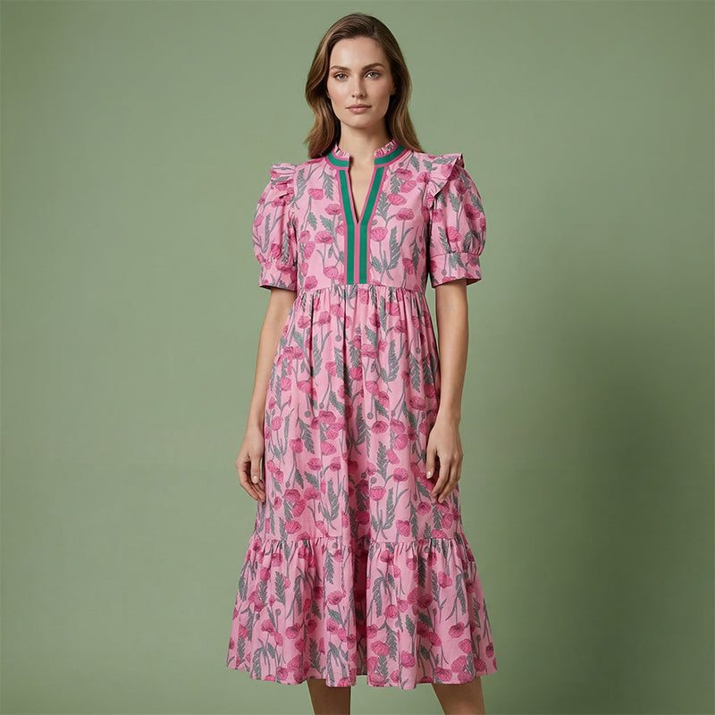 LUCIA FLORAL PRINT PUFF SLEEVE MAXI DRESS