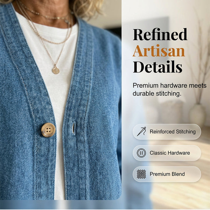 JULIETTE VERSATILE V-NECK DENIM JACKET