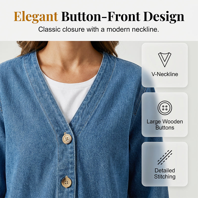 JULIETTE VERSATILE V-NECK DENIM JACKET