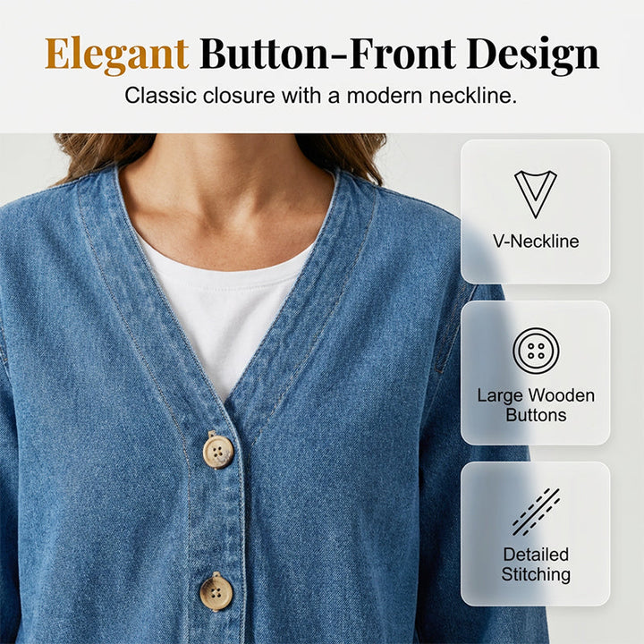 JULIETTE VERSATILE V-NECK DENIM JACKET
