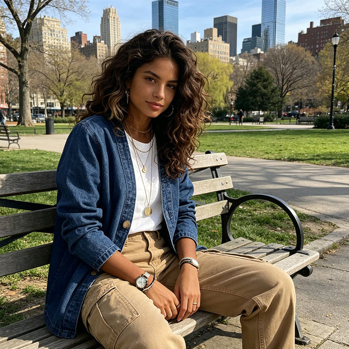 JULIETTE VERSATILE V-NECK DENIM JACKET